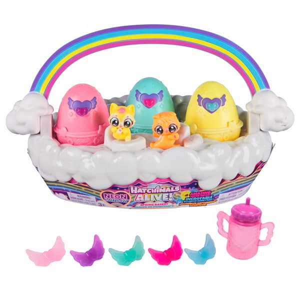 HATCHIMALS FIGURINES – SPRING SET: SPRING BASKET WITH EGGS AND RAINBOW FIGURINES