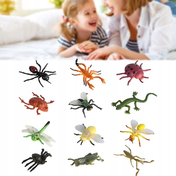 12-piece Animal Model Simulation Set – Animal Figurines and Statues – Insect – 12 pcs – C