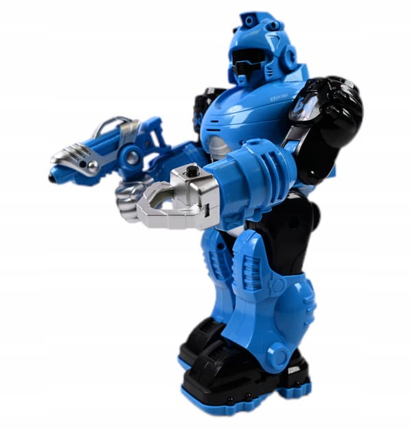 ROBOT WALKS, SHOOTS, GLOWS – BLUE FIGURINE
