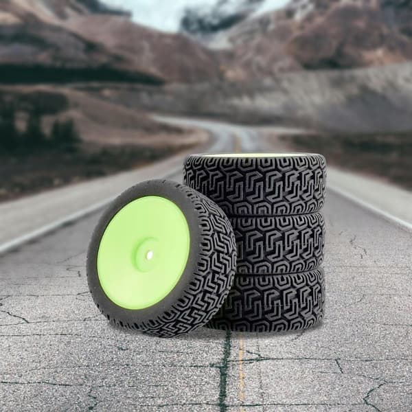 4 RC car tyres Rubber tyres Remote-control car Replacement tyres Green