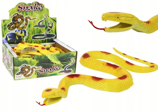 TOY ARTIFICIAL RUBBER SNAKE – YELLOW WITH RED PATCHES – 1 PC