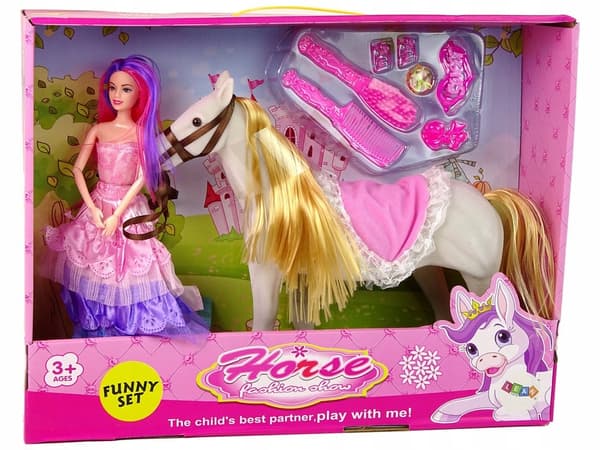 Princess Doll with a White Pony – Figurines and Accessories