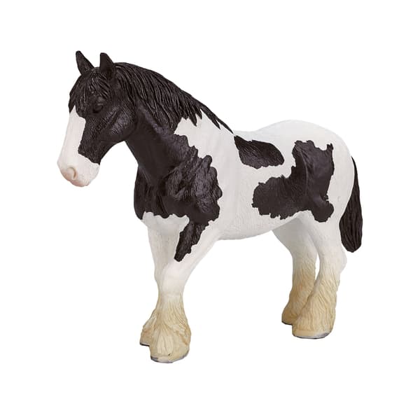Mojo, a black-and-white Clydesdale horse