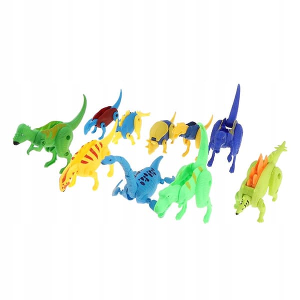 Set of 10 Multi-coloured Assorted Dinosaur Figure Eggs in a Gift Box