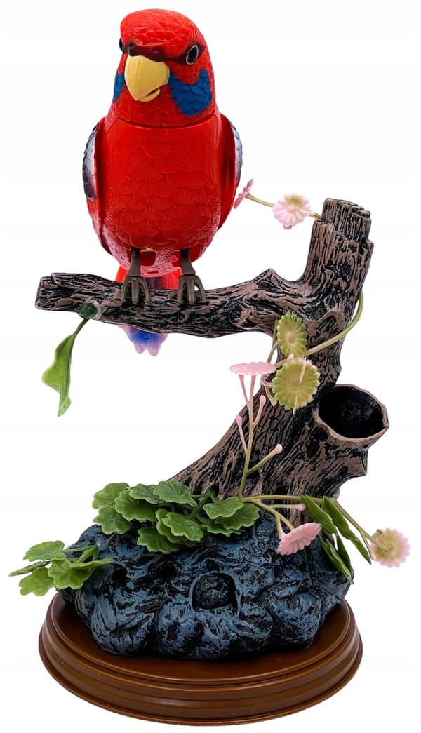 A chirping, moving little bird. An interactive bird. A budgie. With sound