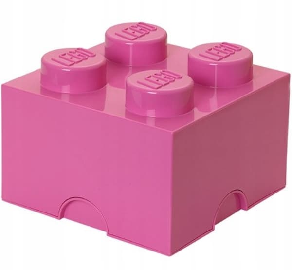 LEGO BRICK STORAGE CONTAINER, 4-COMPARTMENT, 2x2 BRICK, 25 CM, PINK SORTING BOX