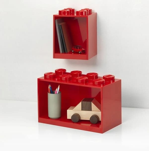 LEGO 2 x Wall-mounted Shelf Set (Small + Large) Red 41171730