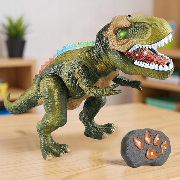Dinosaur toy – Remote-controlled walking dinosaur toy with electronic green lights
