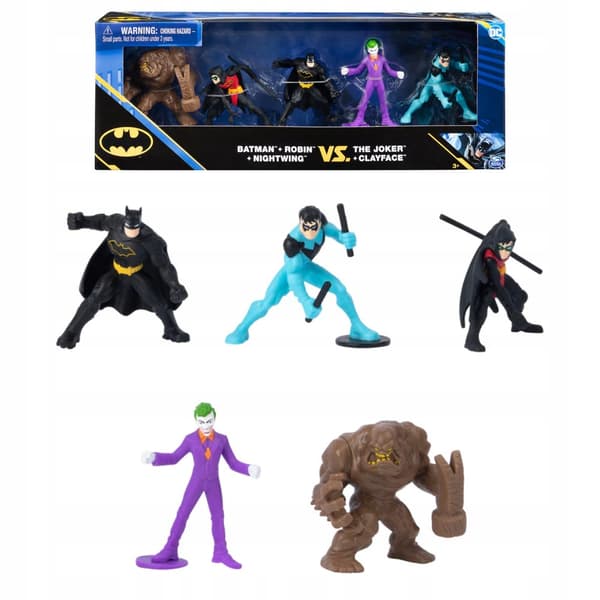 DC BATMAN FIGURES 5-PACK: BATMAN, ROBIN, NIGHTWING VS THE JOKER AND CLAYFACE