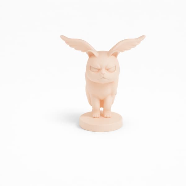 WINGED CAT FIGURINE ON A BASE FOR THE OFFICE – MANY COLOURS