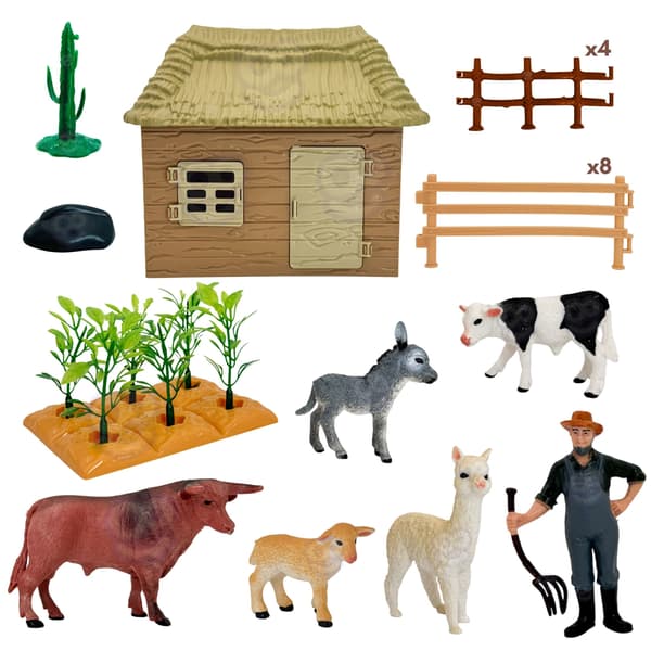 FARM SET WITH ANIMAL FIGURINES