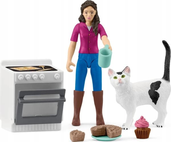 Schleich 81470 Oven with Cat and Accessories