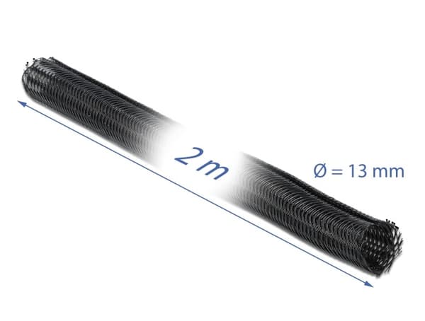 Delock 18853 black braided stretch cable, 2 m x 13 mm
