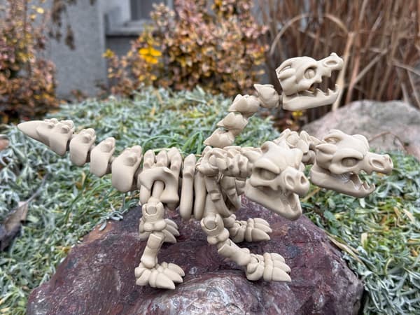 Hydra 3D – dragon skeleton, a fully articulated figure with three heads