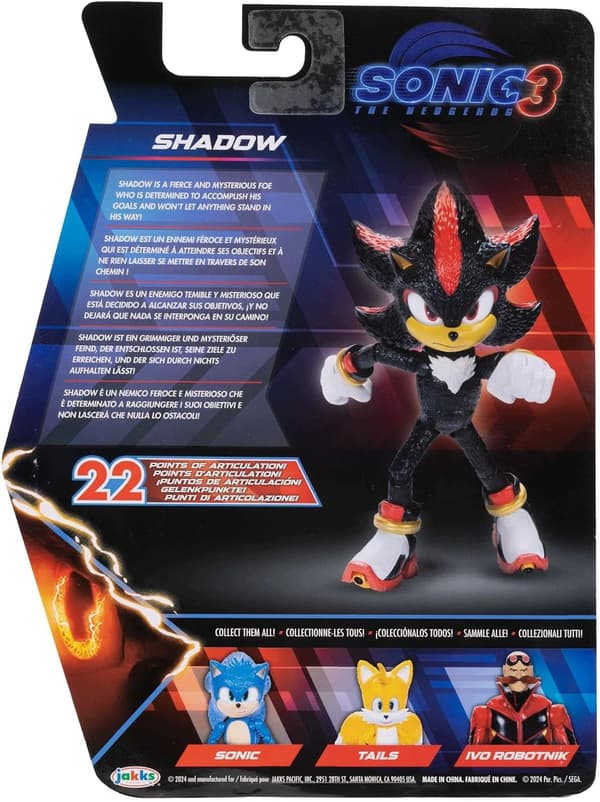 Sonic Movie 3 Shadow action figure, 12.7 cm, posable