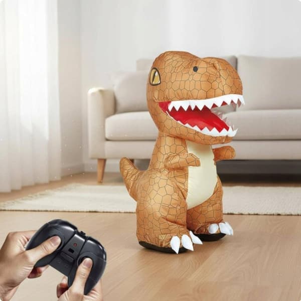 Remote-controlled inflatable dinosaur with automatic inflation – Auto Inflate, brown