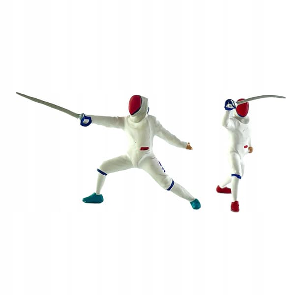 2 miniature fencing pose figurines – Collectable white figurines