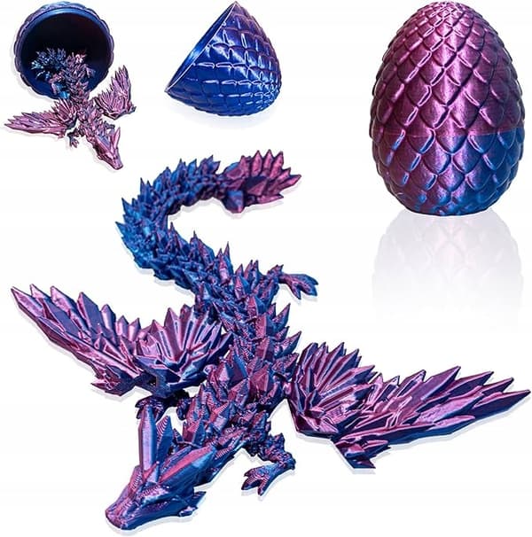 3D-Printed Egg with a Dragon – Moving Dragon in an Egg – Decorative Gift