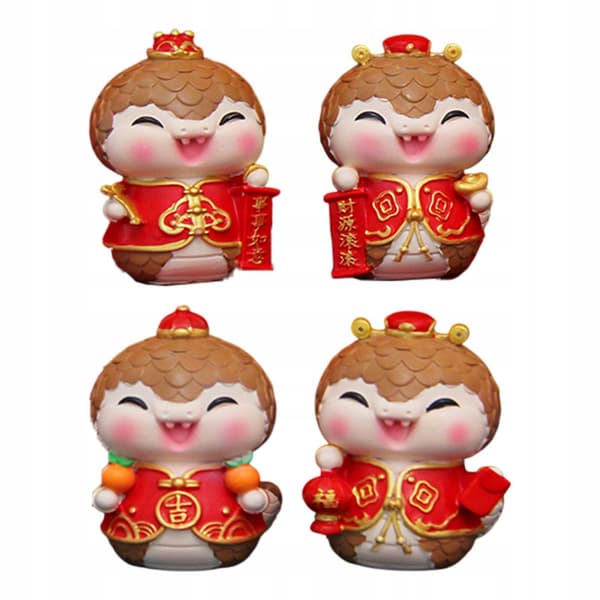 4 Chinese New Year mini snake figurines – a sturdy, creative snake statue