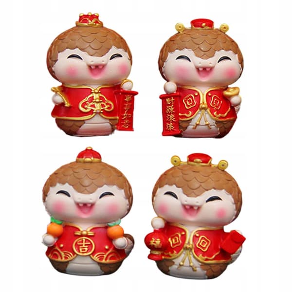 4 Chinese New Year mini snake figurines – a sturdy, creative snake statue