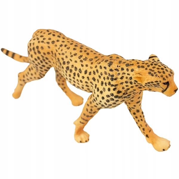 YELLOW PLASTIC CHEETAH FIGURINE – REALISTIC ANIMAL DECORATION