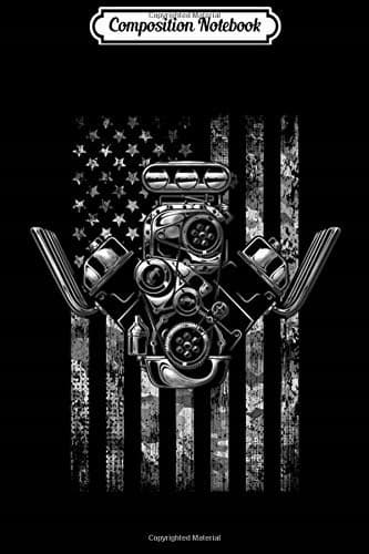 Composition Notebook: Hotrod Rock & Roll; Camo American Flag Muscle Car Engine