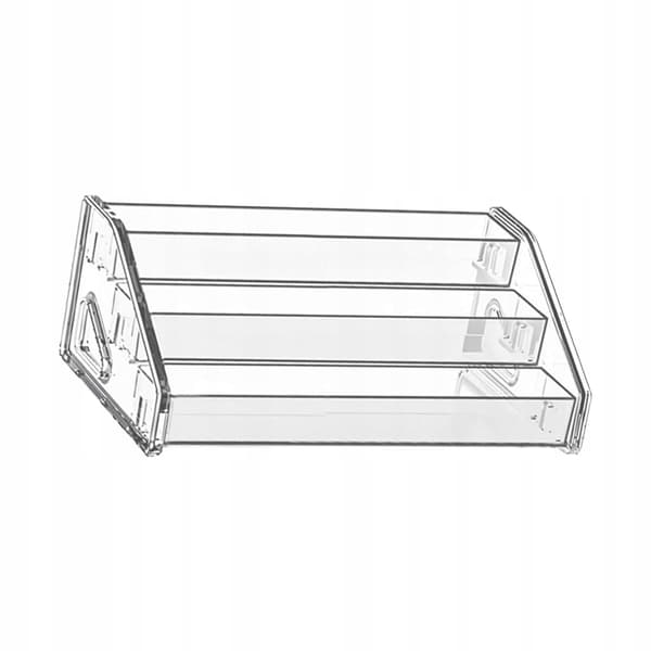 Display stand with transparent acrylic storage shelf – Multi Riser Organiser Stand, 3-tier