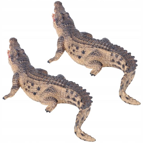 2 PLASTIC CROCODILE FIGURINES, DECORATIVE MODEL