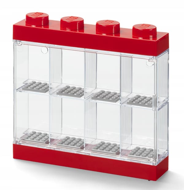 LEGO Minifigure Display Case – Display Shelf for 8 Minifigures – RED