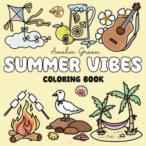 Summer Vibes Colouring Book: 60 Bold & Easy Designs for a Joyful Summer