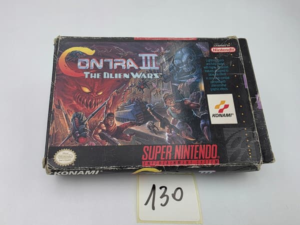 NINTENDO SNES CONTRA III: THE ALIEN WARS NTSC VERSION ORIGINAL CARDBOARD BOX