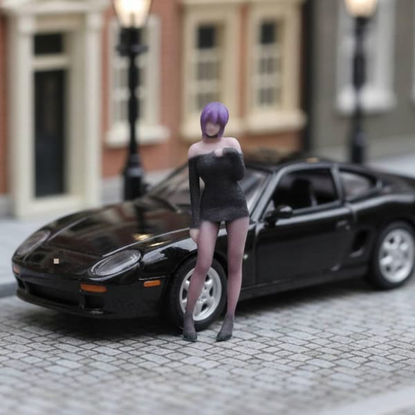 1:64 scale figure. Detailed craftsmanship. Standing female figure. Compact for