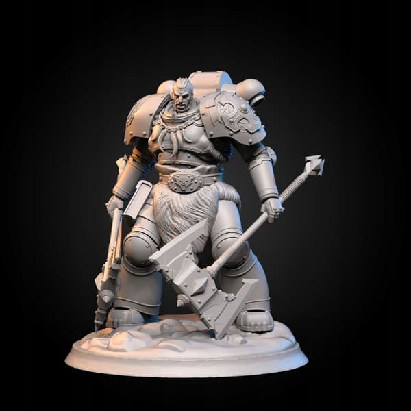 Warhammer 40,000 Cyber Viking with a 90 mm double weapon