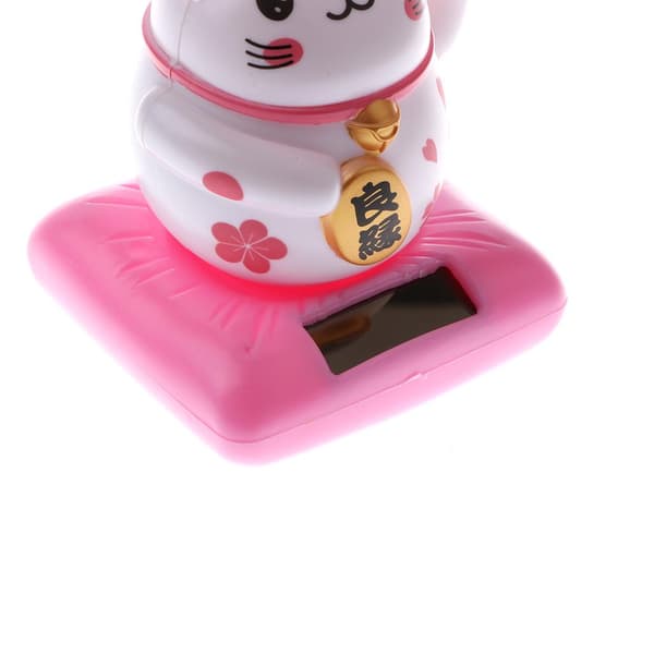 Solar-powered cat figure waving its paws Animal figurine model Dancing gift #A
