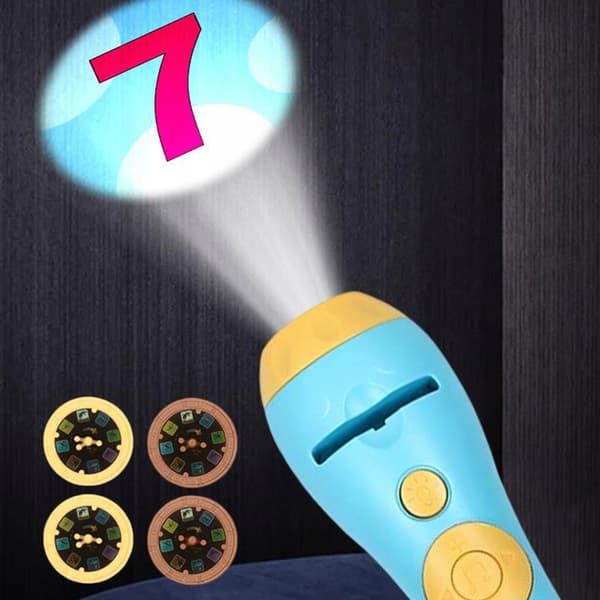 Cute Projector Torch Educational Toy Ceiling/Wall Night Light Blue 4 Slides