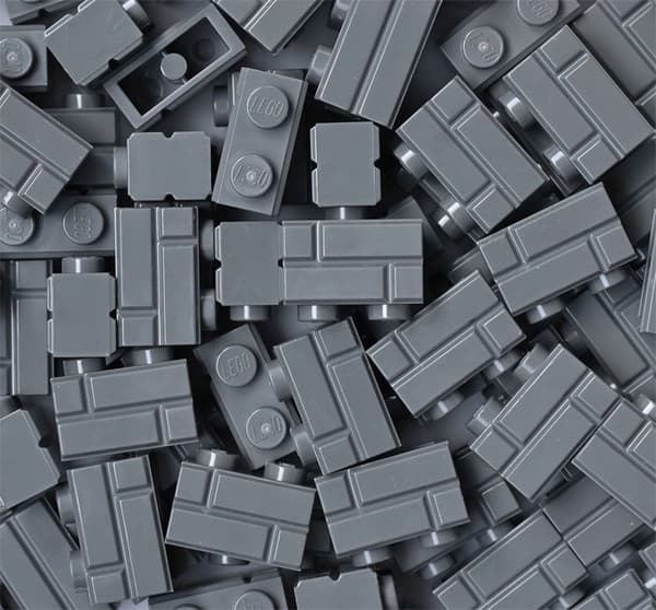 LEGO 1x2 brick – 100 pieces, Wall Bricks 98283, dark grey, Castle