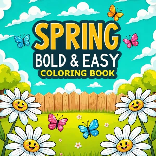 Spring Bold and Easy Colouring Book: Simple and Cute Designs with Bold Lines