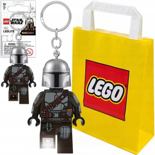 LEGO STAR WARS KEYRING FLASHLIGHT MANDALORIAN FIGURINE KEYRING + BAG