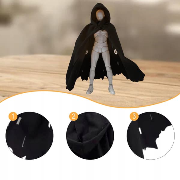 1:12 scale action figure Clothes: Cape and hat Accessories for black figures