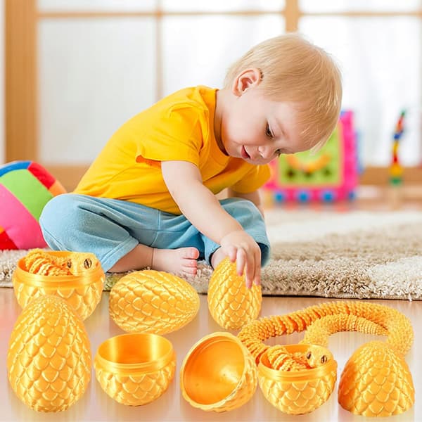 3D SNAKE IN AN EASTER EGG, PRINTED, 30 CM, MOVABLE, GOLD
