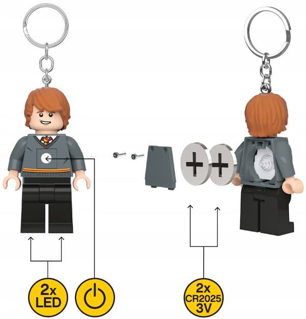 LEGO HARRY POTTER KEYRING TORCH RON WEASLEY FIGURINE KEYRING WITH TORCH