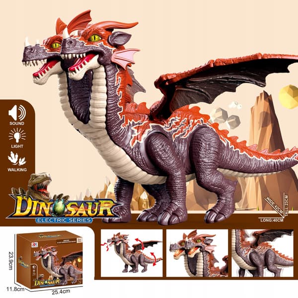 Two-Headed Dinosaur: Interactive Pterodactyl with Moving Wings, Legs and Tail