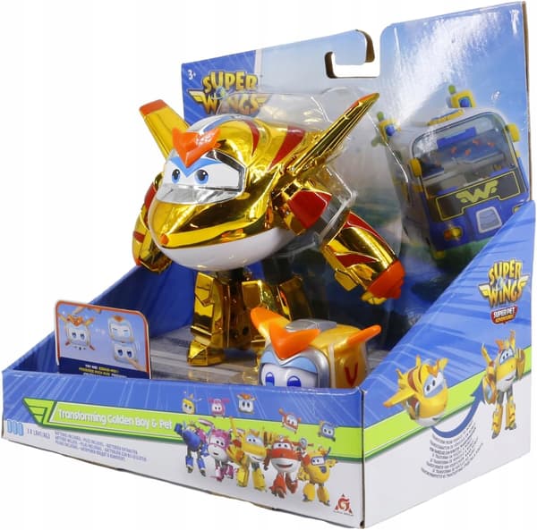 Super Wings EU770441 Golden Boy & Pet Transformable Figure