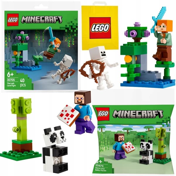 LEGO MINECRAFT STEVE THE PANDA + CAVE BATTLE 30705 – 2 GIFT SETS