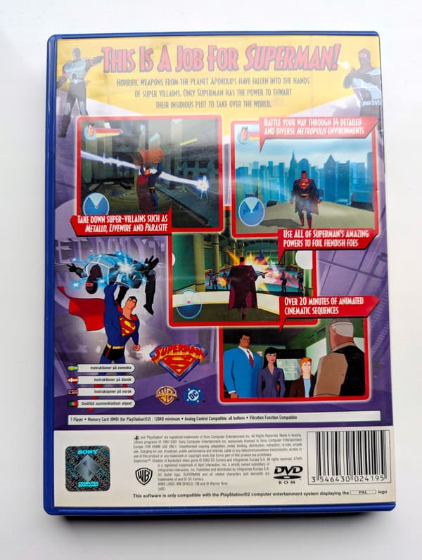 *** SUPERMAN: SHADOW OF APOCOLYPSE PLAYSTATION 2 PS2 PSX ***