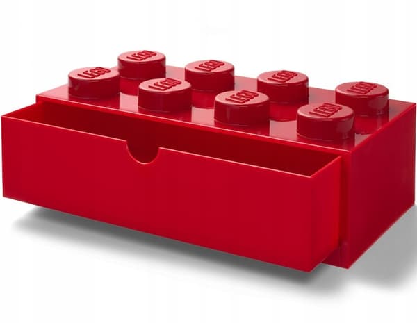 LEGO DESK STORAGE BOX WITH DRAWER – BRICK 8 BRICKS – RED BOX + BAG