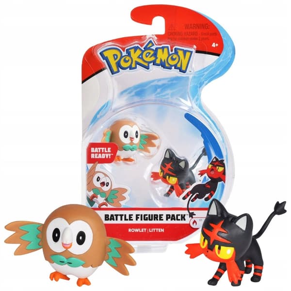 Pokémon Battle Figure Pack – 5 cm Mini Figures: Rowlet, Litten