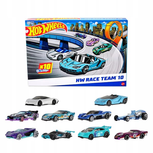 Hot Wheels 1:64 scale racing car 10-pack