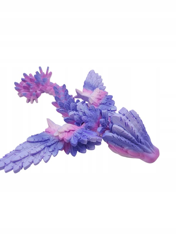 Movable crystal dragon with wings – 3D-printed figurine