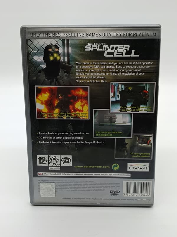 TOM CLANCY'S SPLINTER CELL game for Sony PlayStation 2 (PS2)
